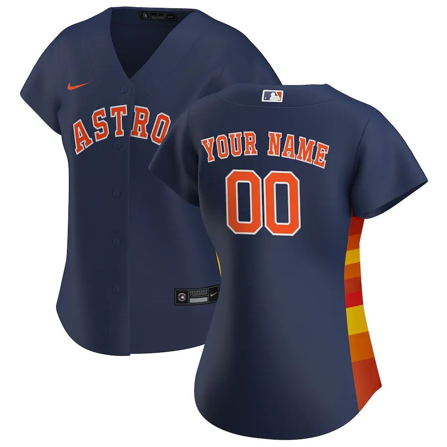Womens Houston Astros Nike Navy Alternate Replica Custom MLB Jerseys
